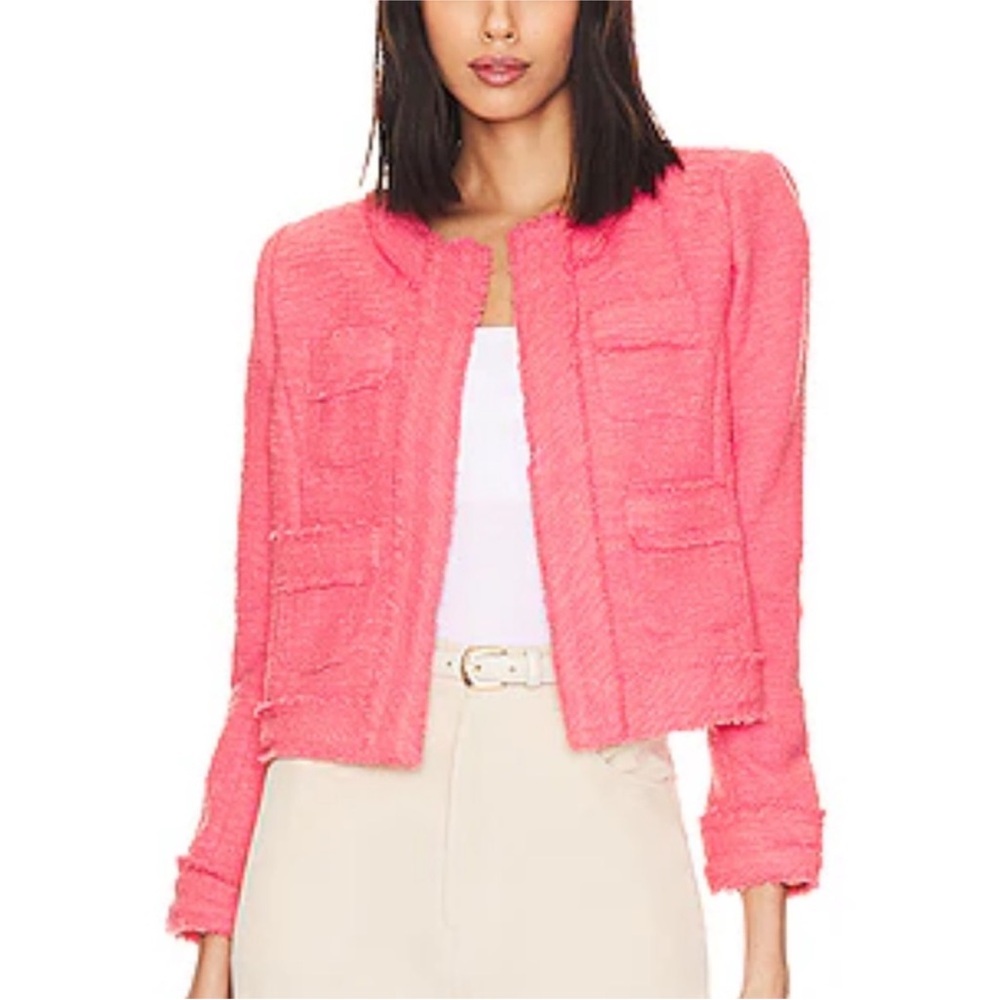 L’AGENCE Coral Tweed Collarless Jacket in Size 0